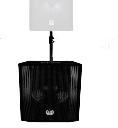 2 Subwoofers activo 46 cm 1200 W Full Range BM Sonic + 2 fijaciones sat-bar telescópica 35 mm