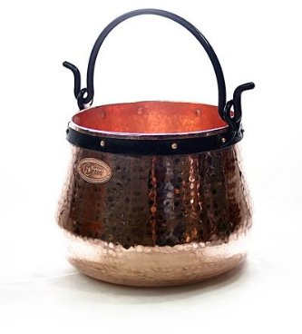 CopperGarden Kupferkessel 20 L mit Henkel I Robuster Kessel aus blankem Kupfer: Ideale Wärmeleitung & -verteilung I Lebensmittelechter Feuerkessel für Gulasch/Feuerzangenbowle uvm.
