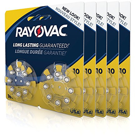 Rayovac L10ZA-80ZM Mercury Free Hearing Aid Battery, Size 10, 80- Count