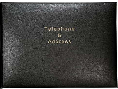Esposti Carnet de téléphone et d'adresses | Index alphabétique en 26 étapes | Options d'entrée multiples | 128 pages à bords dorés | Couverture en vinyle noir | Taille 215 x 160 mm