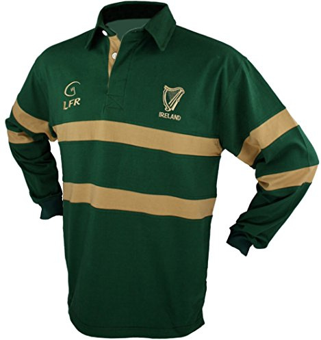 Men's Irish Harp Rugby Shirt, Medium, Green