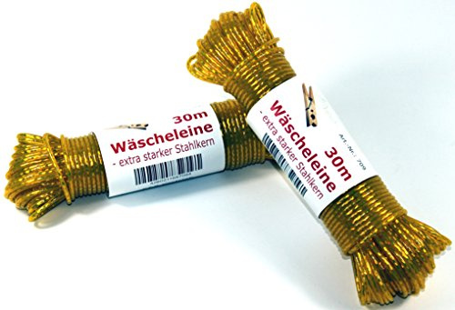 K&B Vertrieb Wäscheleine 30m mit Stahleinlage Stahlseil Wäsche Leine extra stark 709 (Gelb)