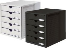 1 X HAN Schubladenbox Systembox 5 bl GESCHLOSSENE SCHÜBE GRAU-BLAU 1450-14