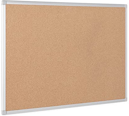 Bi-Office Earth - Umweltfreundliche Pinnwand, Korktafel mit Aluminiumrahmen, Hochwertige Naturkorkoberfläche - 90 x 60 cm