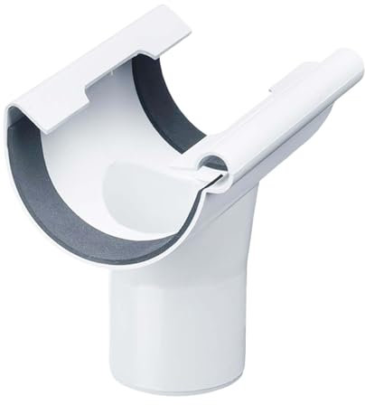 INEFA Ablaufstutzen halbrund, PVC NW125/DN75 Weiß Einhangstutzen Dachrinnenzubehör, einfache Steckmontage, Made in Germany