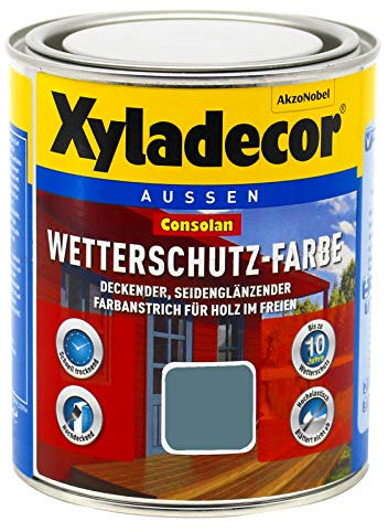Xyladecor Consolan Wetterschutz Farbe deckend Holzschutzfarbe Holzfarbe bis zu 10 Jahre wetterbeständig für Holz und Zink Außen (0,75 Liter, 207 schiefer)