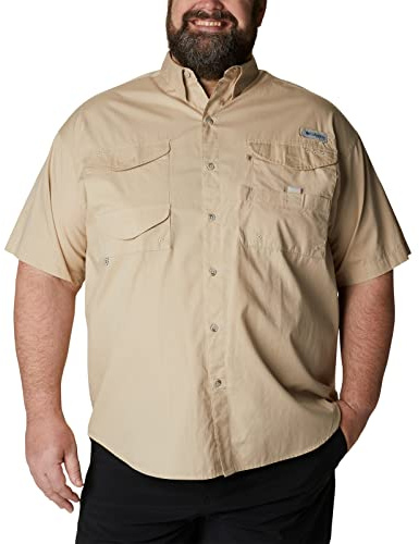 Columbia Men's PFG Bonehead Short Sleeve Fishing Shirt, Fossil, X-Large