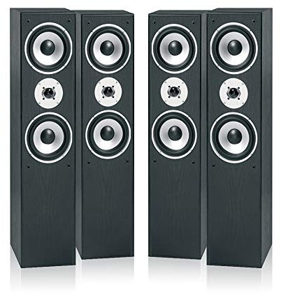 Fenton SHFT60B HiFi Tower Speakers System - Set of 4, Powerful 1000W Home Audio Sound System, 3-Way Speaker Design, Dual 6.5” Woofers, Built-in Tweeters, Floor Standing Speakers, Black