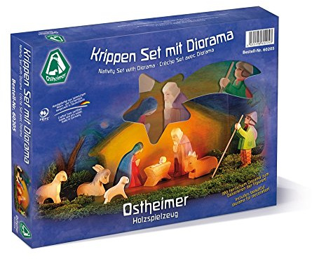 Krippen Set mit Diorama 11-teilig, Ostheimer 60205