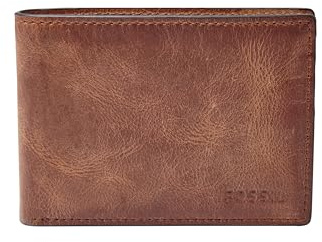 Fossil Men's Derrick Leather Slim Minimalist Bifold Front Pocket Wallet, Brown, (Model: ML3709200)