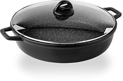 Barazzoni Le Cotture Speciali Tegame con Coperchio, Alluminio Pressofuso, Nero, 36 cm