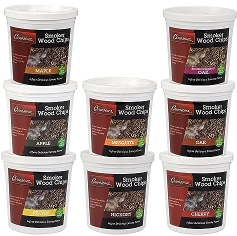 Camerons Natural Extra Fine BBQ Wood Chips - Apple, Cherry, Bourbon, Oak, Hickory, Maple, Pecan, Mesquite (8 Pints)- Sawdust Shavings for Smoking Guns, Smokers, Smoke Boxes - Barbecue Variety Gift Set