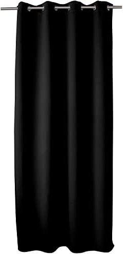 ED ENJOY HOME Rideau Occultant avec Œillets argentés, Noir, 140x240cm, 100% Polyester, Tissu Certifié Oeko-TEX, Collection Réglisse