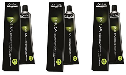 3er Set: Loreal Inoa Haarfarben 60 ml Tube 4,45 mittelbraun kupfer mahagoni