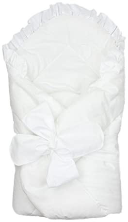 TupTam Unisex Baby Einschlagdecke mit Schleife, Farbe: Weiß, Größe: 70 x 70 cm