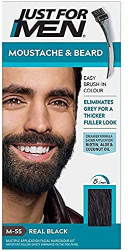 Just for Men SOLO PER UOMO Colore Gel Mustache & Barba M-55 Real Black 1 Ogni (confezione da 4)