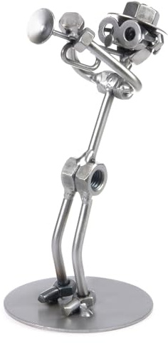 metalman24 Schraubenmännchen Trompeter - Handarbeit Geschenkidee Metallfigur Metallmännchen Stahlfigur Schraubenmännle - Deko für Büro & Zuhause
