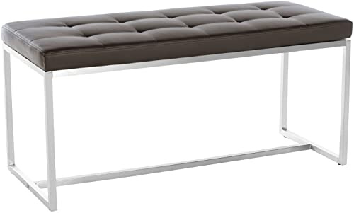 CLP Edelstahl Küchenbank Barci Kunstleder I Moderne 2er-Sitzbank Mit Polsterung Für Esszimmer Und Küche Und Büro I Sitzhöhe 48 cm, Farbe:braun