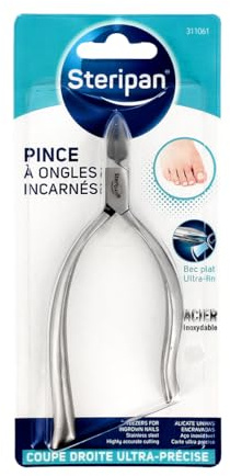 Steripan - Pince à Ongles Incarnés - Ergonomique - Acier Inoxydable - Bec Plat Ultra Fin