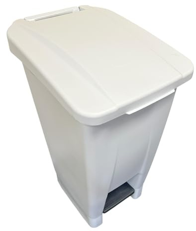 Chabrias Ltd 60 Litre White Step On Pedal Bin for Schools, Medical, and Waste Management Nestable Plastic Bin with Wheels and Handle