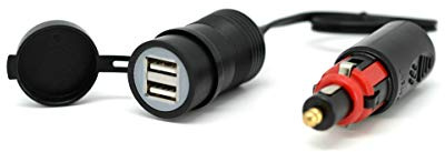 Cliff Top Din USB Charger Din USB Adapter 3.3 Amp Motorcycle Interchangeable USB Charger for Din and Cigarette sockets - Cable Extension