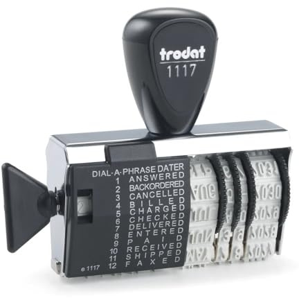 Trodat 051024 Dial-A-Word Date Stamp,Black & Silver