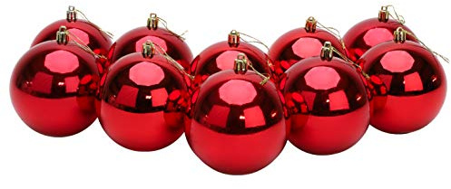 Toyland® 10 x Weihnachtskugeln extra groß 100mm rot