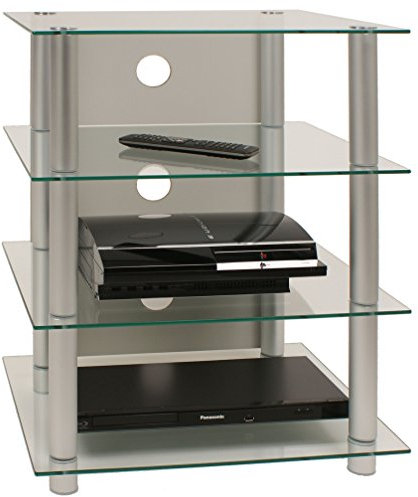 VCM Meuble HiFi Rack Armoire Phono Etagère Alu Verre Phono Mediaregal Blados Meuble HiFi Rack Armoire Phono Etagère Alu Verre Phono Mediaregal Blados Verre Clair