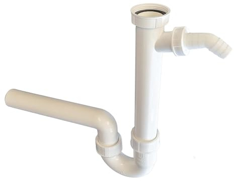 tecuro Küchen Ablaufgarnitur Geruchsverschluss mit Geräteanschluss für Spül- und Waschmaschinenschlauch 19-22 mm, Anschluss 1 1/2 Zoll x 40 mm