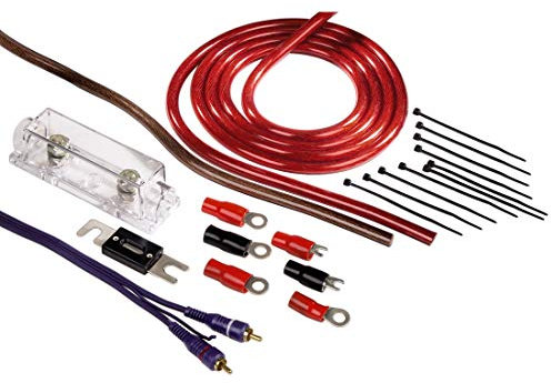 Hama Anschluss-Set für Car Hifi-Verstärker, AMP-Kit mit Powerkabeln (25 mm²), Cinchkabel, Sicherungshalter, Sicherung, Gabelkabelschuhen und Kabelbinder