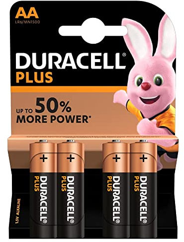 Duracell Plus Power Type AA Alkaline Batteries, Pack of 4