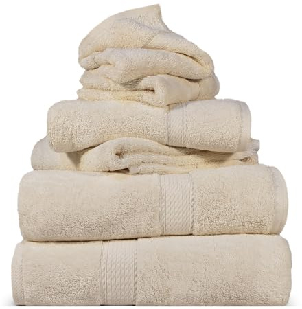 Superior 6-teiliges Handtuch-Set aus ägyptischer Baumwolle, enthält 2 Badetücher, 2 Handtücher, 2 Gesichtshandtücher/Waschlappen, ultraweiche Luxus-Handtücher, Dicke Plüsch-Essentials, Gästebad, Spa,