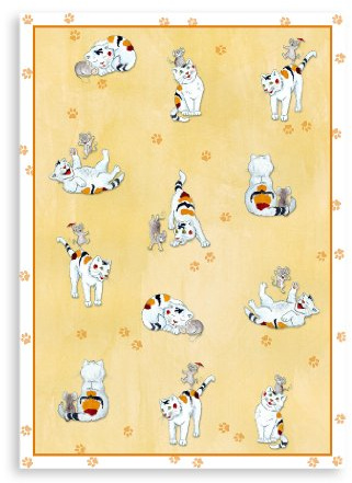 KRACHT, Halbleinen Geschirrtuch, Druckmotiv Katz+Maus, Format 50/70