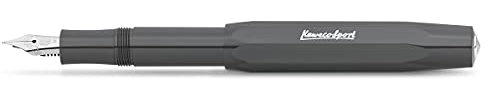 Kaweco SKYLINE SPORT Füllhalter Grey I Premium Füllfederhalter für Tintenpatronen mit hochwertiger Stahlfeder I Füllfederhalter 13 cm I Füller in Grau I Federbreite: B (Breit)