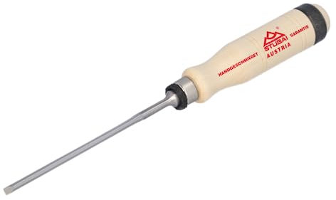 STUBAI Spezial Stemmeisen | schwedische Form | Klingenbreite 4 mm | Weißbuchen-Holzheft, polierte Fase | DIN 3139 | präzises Stechbeitel/Beitel für Holz | Profi-Qualität für Schreiner & Tischler