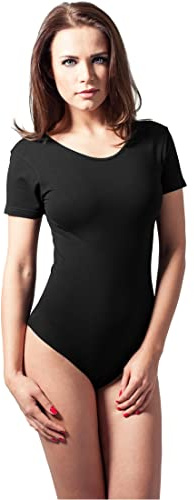 Urban Classics Ladies Stretch Jersey body, kvinnor en bit av bomullsstretch bekväm att bära, storlekar XS-XL, finns i två färger, Svart (svart 7), XS