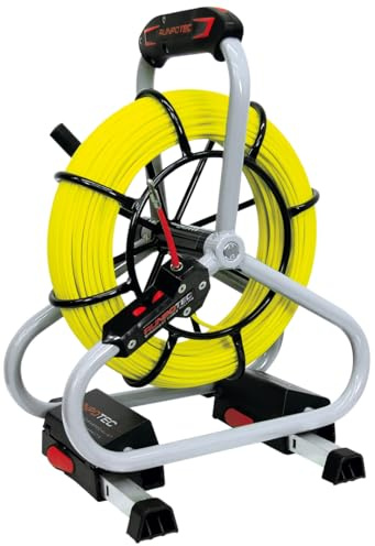 Runpotec Set profesional de fibra de vidrio Varilla 80 m, diámetro 4,5 mm, rosca RTG, 6 mm de diámetro, incluye acero haspel, diámetro 330 mm, 10050