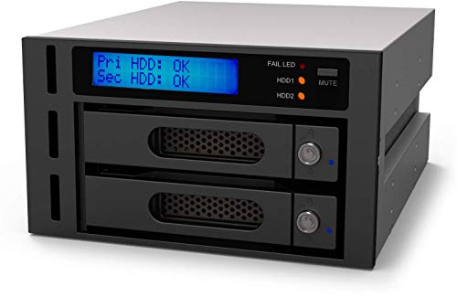 Raidon iR2622 Internal RAID Enclosure for 2x SATA HDD/SSD 2.5 / 3.5 RAID 0/1 Display, Carrier System, Fan, RS-232, Installation in 2x 5.25 Inch