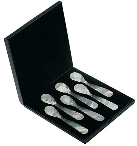 SILBERKANNE Deluxe Perlmutt Kaviarlöffel Eierlöffel 11,5 cm 6er Set. Hochwertiges und stabiles Produkt in Premium-Qualität