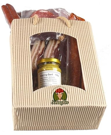 Schwarzwald Metzgerei - Geschenkset Imbiss mit verschiedenen Wurtsspezialitäten und einem Gourmet-Senf - 6-teilig