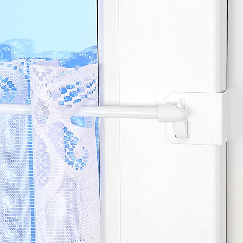 Gardinenstange Extra 80-120cm ausziehbar Vitragenstange Weiß + 1 Paar Klemmträger für seitlich am Fenster (15-20mm Fensterdicke)