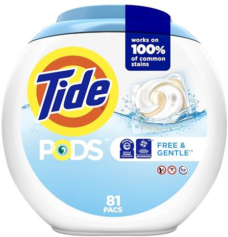 Tide Pods Detergent Pacs Free and Gentle He Turbo 81 Load Bath