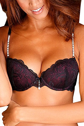 Lascana BH Push up Pearl, Schwarz-Violett, Cup B75