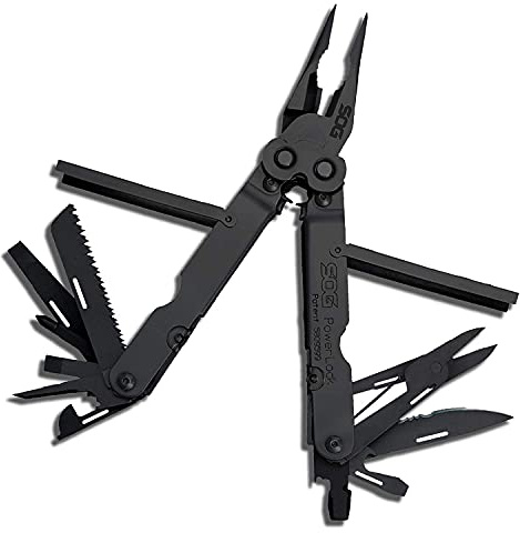 SOG PowerLock Multi-Tool- Compound Leverage Technology with EOD Crimper Device, 420 Stainless Steel Body, 18 Lightweight Specialty Tools (B61N-CP) , Black
