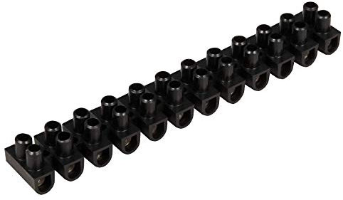 MC POWER - Borne de raccordement pour lustre | 5 A / 4,5 mm de diamètre, noir | 12 broches, plastique souple, double bornes à vis, séparables | installation électrique | raccord de ligne | montage