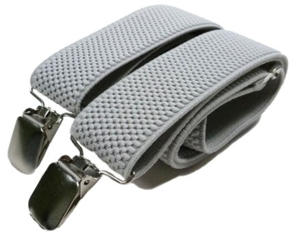 Olata Hosenträger mit 3 Clips für Herren/Damen - 3.5cm. Hellgrau