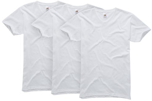 Fruit of the Loom Men's Original V-Neck T-Shirt 3-Pack - White - Large