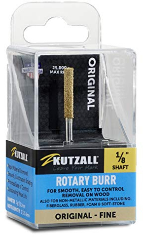 Kutzall Original Zylinderfräser, 1⁄8 Schaft, fein - Holzbearbeitungsaufsatz für Dremel, Foredom, DeWalt, Milwaukee. Schleifmittel Wolframkarbid, 1⁄8 (3,1mm) Dia. X 7⁄8 (22.2mm) Länge, C-18-EG