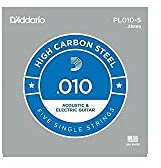 D'Addario Corda singola PL010-5 in acciaio per chitarra.010, set di 5 corde