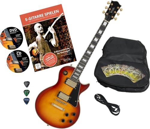 Rocktile Pro L-200OHB E-Gitarre Orange Honey Burst mit Zubehör (Gitarren Gigbag Tasche, Kabel, Plektren, Gitarren Schule mit CD & DVD, Gitarrensaiten)